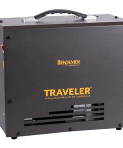 The Benjamin Traveler 4500 PSI Compressor with Digital Gauge gives you a compressor that's lighter and more compact than older models with faster fill times. You get a max fill pressure up to 4500 psi and can use it on either 12V or 110V power sources, so you can fill your airguns whether you're at home or away. The new feature you'll spot right away if you've used previous versions of the compressor is the upgraded digital gauge that lets you set and monitor the fill pressure, compared to the analog dial gauge from the older versions. It's never been quicker or easier to use this compressor, and the auto stop feature means you just set the pressure you want and it will stop when it reaches it. The Benjamin Traveler 4500 PSI Compressor gives you cables with clamps for 12V power sources, so you can fill your airguns anywhere you have a 12V battery, like those in ATVs, trucks, or riding mowers. This unit also features an onboard converter so you can use it with either 110V AC or 12V DC without needing an external converter like some other compressors. With this compressor, you get safety features like low voltage protection, so you know it will work reliably for years to come, and you also get a high pressure hose with cotton filter. If you're in the market for a light and portable compressor that will fill today's high pressure airguns with ease, buy a Benjamin Traveler 4500 PSI Compressor with Digital Gauge at Airgun Depot now. Benjamin Traveler 4500 PSI Compressor, Digital Gauge Features: 110V AC or 12V DC power source Max fill pressure: 4,500 psi Includes cables with clamps for 12V hookup For airgun cylinders (0.6L or less) Automatic set pressure shutoff Digital gauge High pressure hose with cotton filter Low voltage protection Dimensions: 11